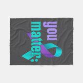 You Suicide Prevention Awareness Teal Purple Rainb フリースブランケット (正面(横))
