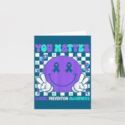 You Suicide Prevention Awareness Teal Purple Ribbo カード (正面)