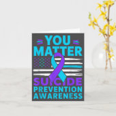 You Suicide Prevention Awareness Teal Purple Ribbo カード (黄色い花)