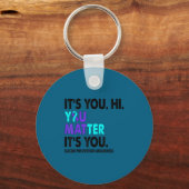 You Suicide Prevention Awareness Teal Purple Ribbo キーホルダー (正面)