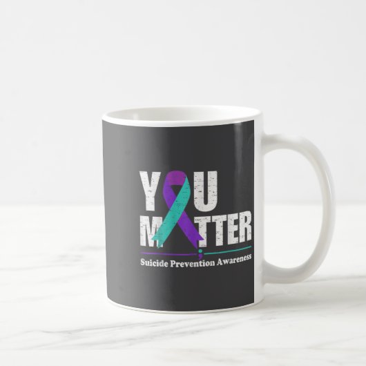 You Suicide Prevention Awareness Teal Purple Ribbo コーヒーマグカップ (右)