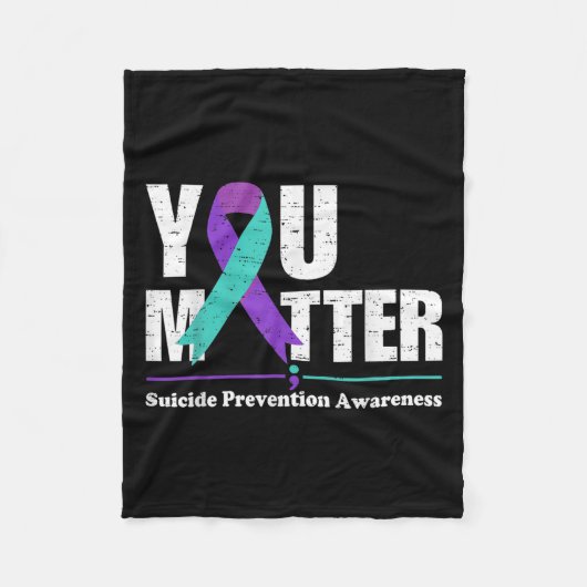You Suicide Prevention Awareness Teal Purple Ribbo フリースブランケット (正面)