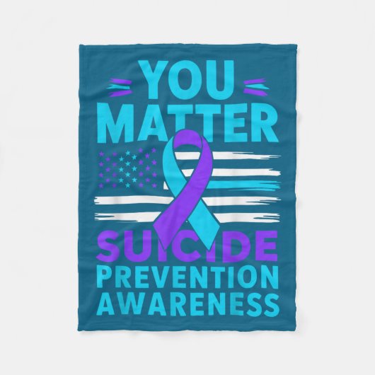 You Suicide Prevention Awareness Teal Purple Ribbo フリースブランケット (正面)