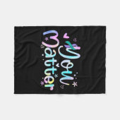 You Suicide Prevention Awareness Teal Purple Ribbo フリースブランケット (正面(横))