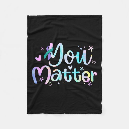 You Suicide Prevention Awareness Teal Purple Ribbo フリースブランケット (正面)