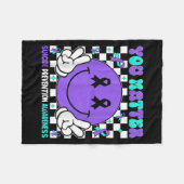 You Suicide Prevention Awareness Teal Purple Ribbo フリースブランケット (正面(横))