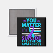 You Suicide Prevention Awareness Teal Purple Ribbo マグネット (正面/裏面)