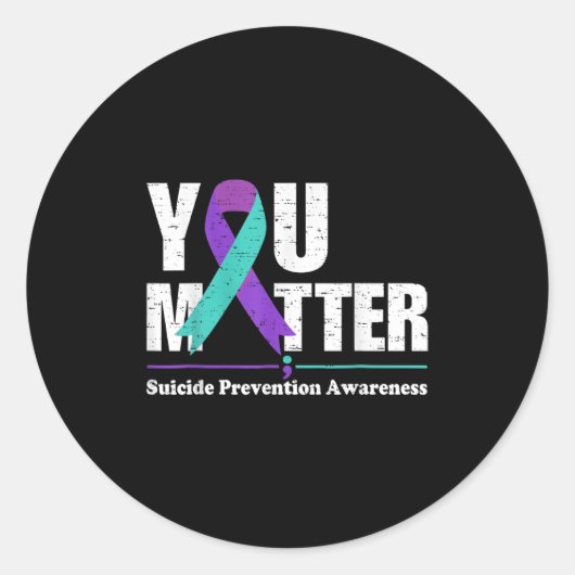 You Suicide Prevention Awareness Teal Purple Ribbo ラウンドシール (正面)