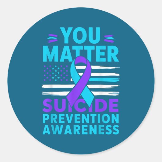 You Suicide Prevention Awareness Teal Purple Ribbo ラウンドシール (正面)