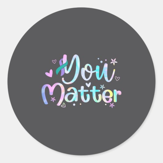 You Suicide Prevention Awareness Teal Purple Ribbo ラウンドシール (正面)
