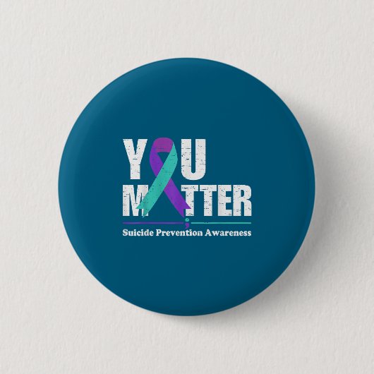 You Suicide Prevention Awareness Teal Purple Ribbo 缶バッジ (正面)