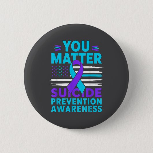 You Suicide Prevention Awareness Teal Purple Ribbo 缶バッジ (正面)