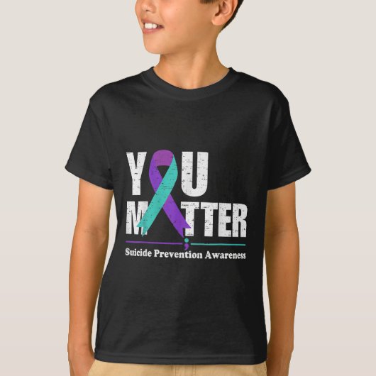 You Suicide Prevention Awareness Teal Purple Ribbo Tシャツ (正面)