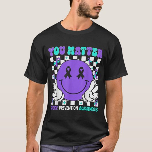 You Suicide Prevention Awareness Teal Purple Ribbo Tシャツ (正面)