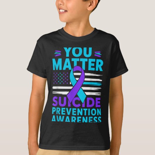 You Suicide Prevention Awareness Teal Purple Ribbo Tシャツ (正面)