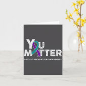 You Suicide Prevention Month Gift Teal Purple Ribb カード (黄色い花)