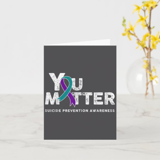 You Suicide Prevention Month Gift Teal Purple Ribb カード (黄色い花)