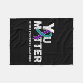 You Suicide Prevention Month Gift Teal Purple Ribb フリースブランケット (正面(横))