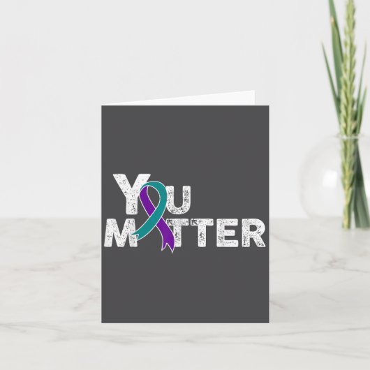 You Suicide Prevention Month Teal Purple Ribbon Gi カード (正面)