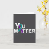 You Suicide Prevention Month Teal Purple Ribbon Gi カード (黄色い花)