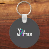 You Suicide Prevention Month Teal Purple Ribbon Gi キーホルダー (正面)