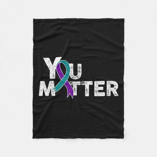 You Suicide Prevention Month Teal Purple Ribbon Gi フリースブランケット (正面)