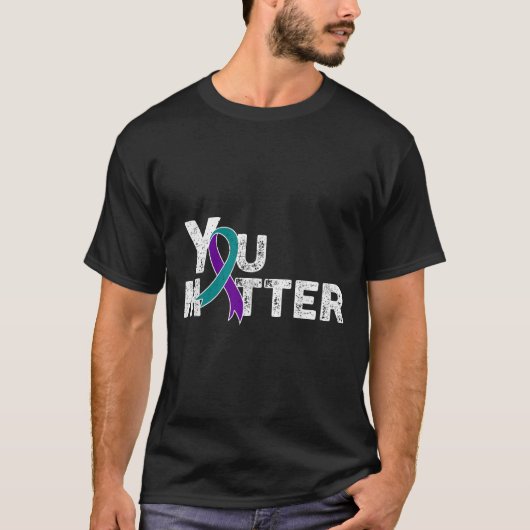 You Suicide Prevention Month Teal Purple Ribbon Gi Tシャツ (正面)