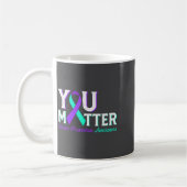 You Suicide Prevention Teal & Purple Awareness コーヒーマグカップ (左)