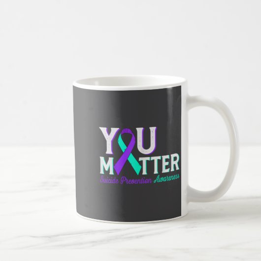 You Suicide Prevention Teal & Purple Awareness コーヒーマグカップ (右)