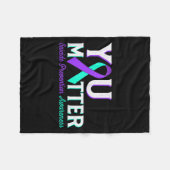 You Suicide Prevention Teal & Purple Awareness フリースブランケット (正面(横))