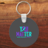 You - Suicide Prevention Teal Purple Awareness Rib キーホルダー (正面)