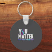 You - Suicide Prevention Teal Purple Awareness Rib キーホルダー (正面)