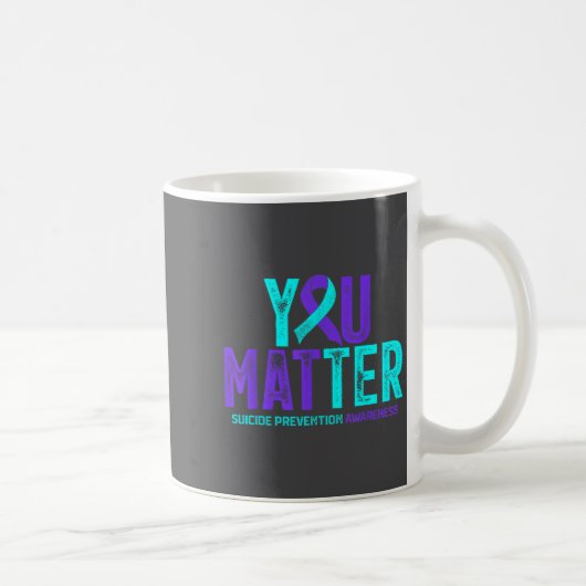 You - Suicide Prevention Teal Purple Awareness Rib コーヒーマグカップ (右)