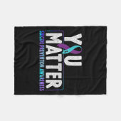 You - Suicide Prevention Teal Purple Awareness Rib フリースブランケット (正面(横))