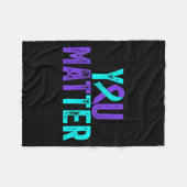 You - Suicide Prevention Teal Purple Awareness Rib フリースブランケット (正面(横))