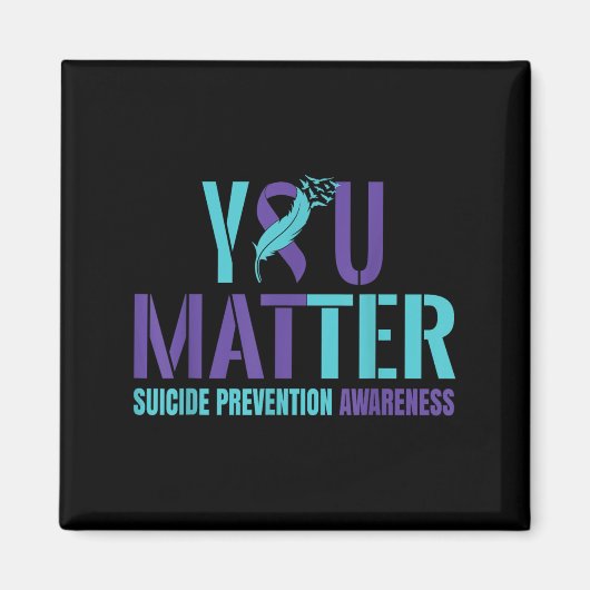 You - Suicide Prevention Teal Purple Awareness Rib マグネット (正面)