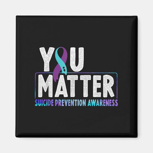 You - Suicide Prevention Teal Purple Awareness Rib マグネット (正面)