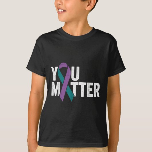 You - Suicide Prevention Teal Purple Awareness Rib Tシャツ (正面)