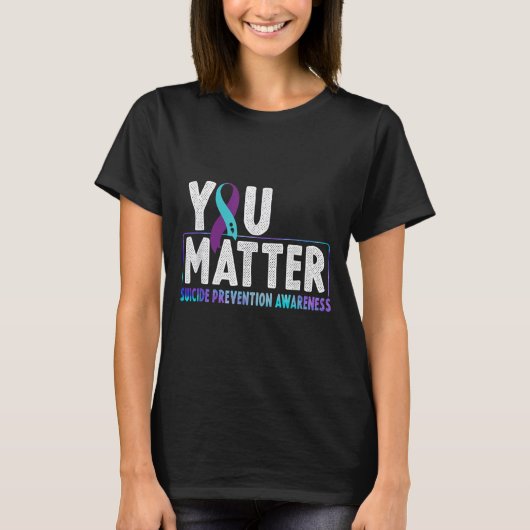 You - Suicide Prevention Teal Purple Awareness Rib Tシャツ (正面)