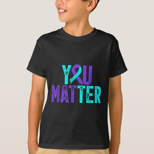 You - Suicide Prevention Teal Purple Awareness Rib Tシャツ (正面)