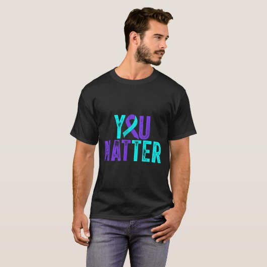 You - Suicide Prevention Teal Purple Awareness Rib Tシャツ (正面フル)