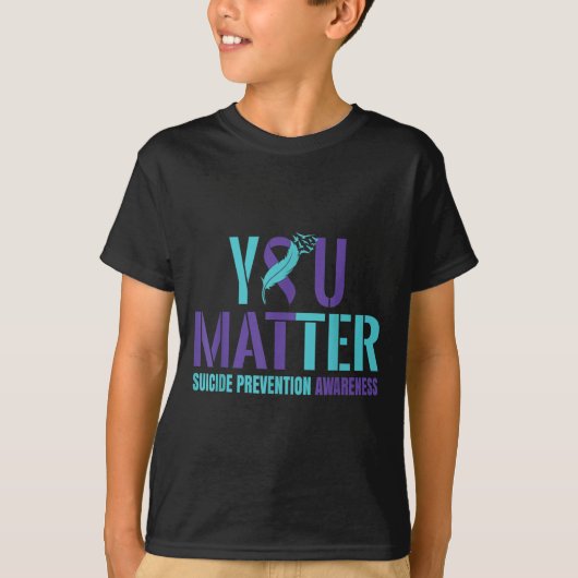 You - Suicide Prevention Teal Purple Awareness Rib Tシャツ (正面)