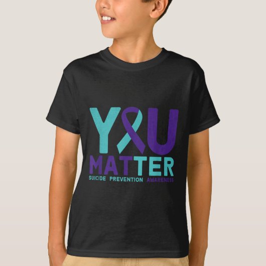 You - Suicide Prevention Teal Purple Awareness Rib Tシャツ (正面)