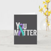 You Suicide Prevention Teal Purple Awareness Ribbo カード (黄色い花)