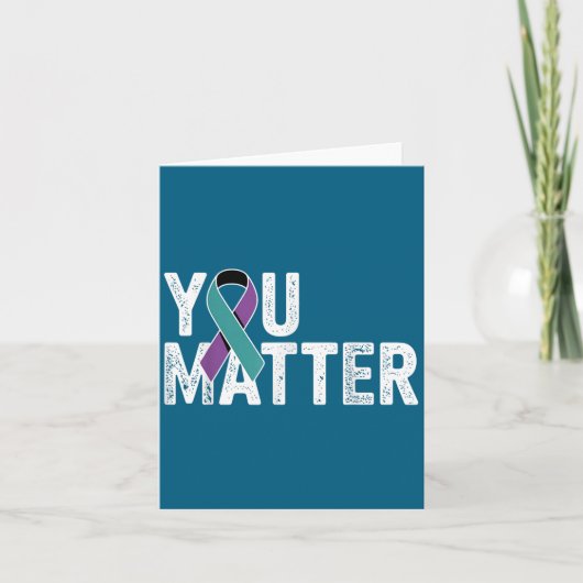 You Suicide Prevention Teal Purple Awareness Ribbo カード (正面)