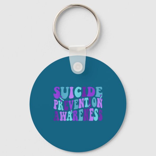 You Suicide Prevention Teal Purple Awareness Ribbo キーホルダー (正面)
