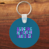 You Suicide Prevention Teal Purple Awareness Ribbo キーホルダー (正面)