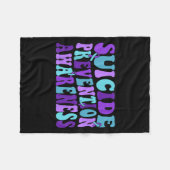 You Suicide Prevention Teal Purple Awareness Ribbo フリースブランケット (正面(横))
