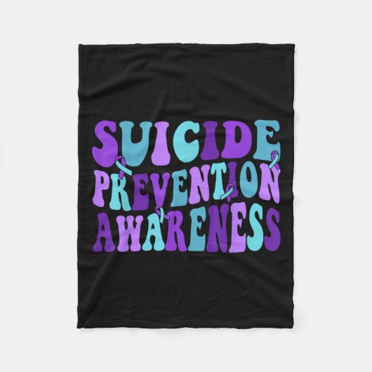 You Suicide Prevention Teal Purple Awareness Ribbo フリースブランケット (正面)