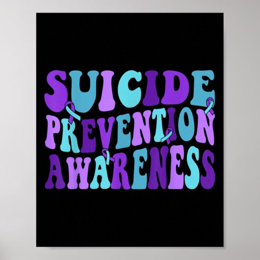You Suicide Prevention Teal Purple Awareness Ribbo ポスター (正面)